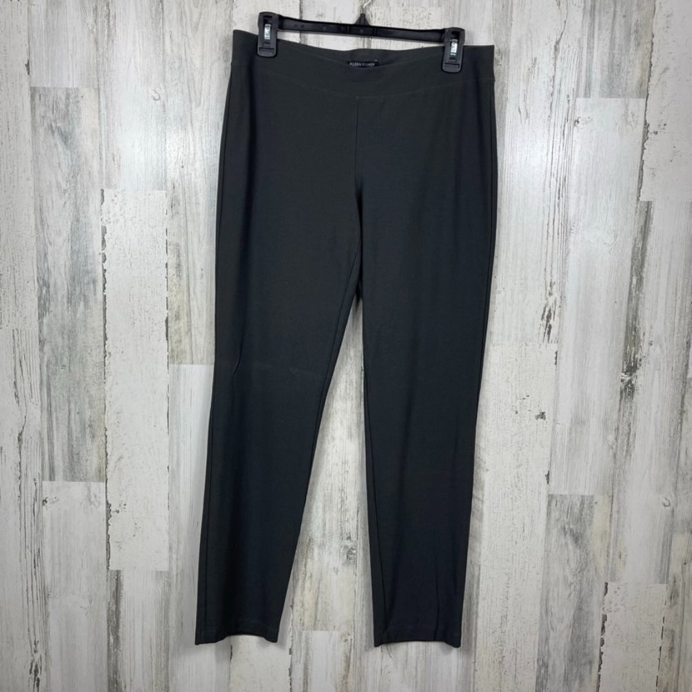 Eileen Fisher pull on knit pant gray small stretch business‎ casual officewear